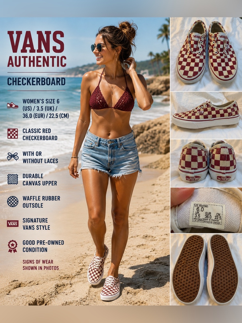 Vans Authentic Classic Red Checkerboard Sneakers